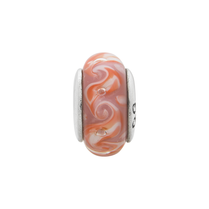 Sterling Silver Reflections Pink/Red Swirl Hand-Blown Glass Bead