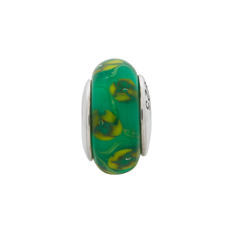 Sterling Silver Reflections Green Hand-Blown Glass Bead