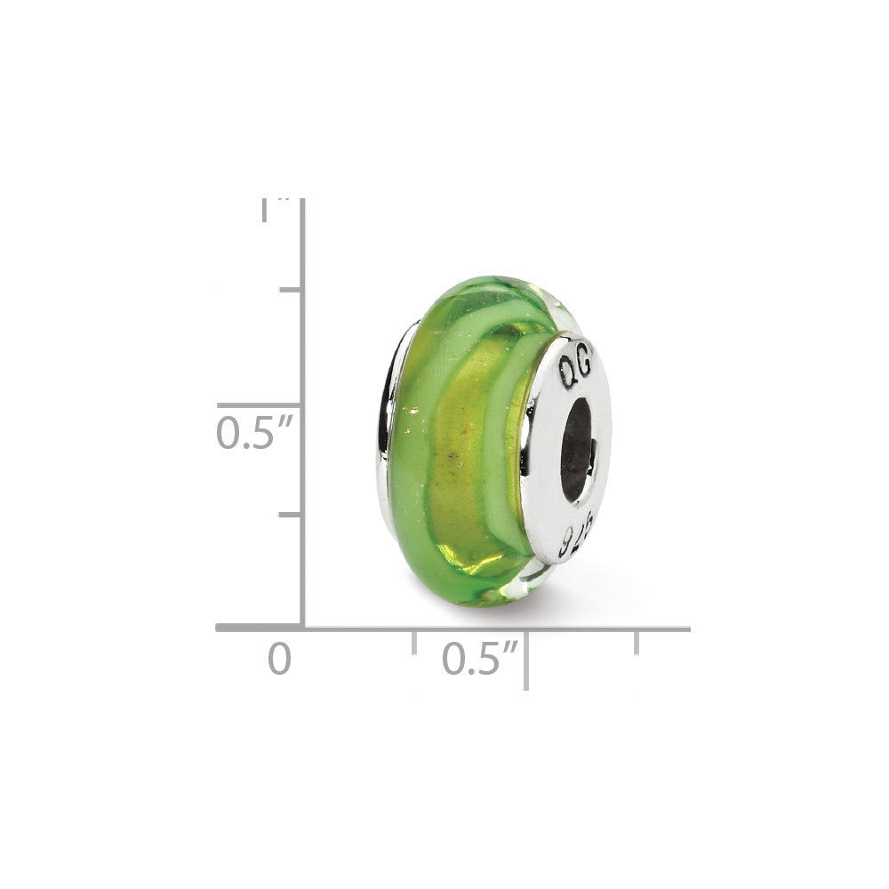 Sterling Silver Reflections Lt. Green Hand-Blown Glass Bead