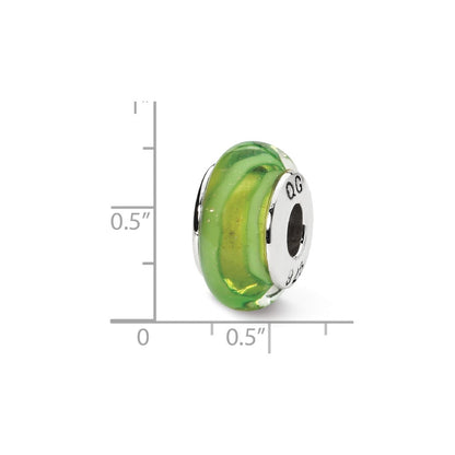 Sterling Silver Reflections Lt. Green Hand-Blown Glass Bead