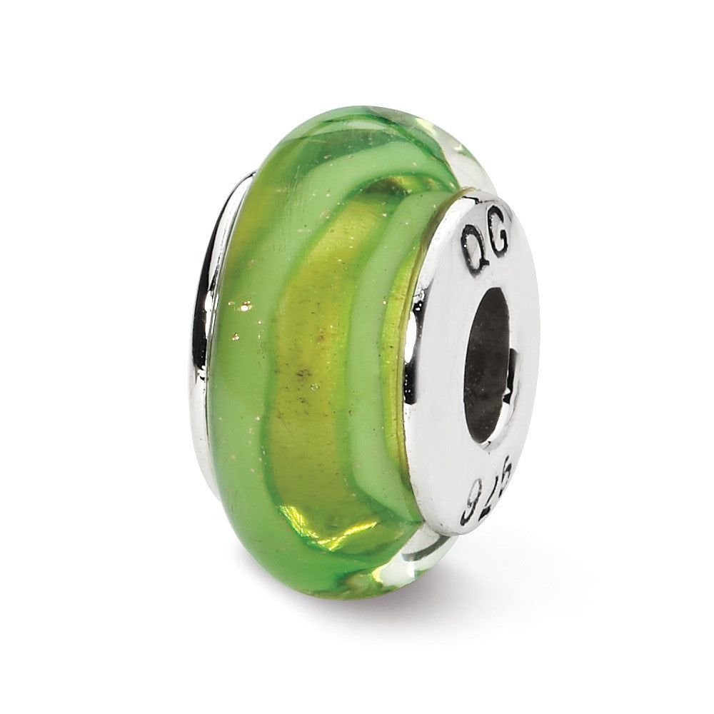 Sterling Silver Reflections Lt. Green Hand-Blown Glass Bead