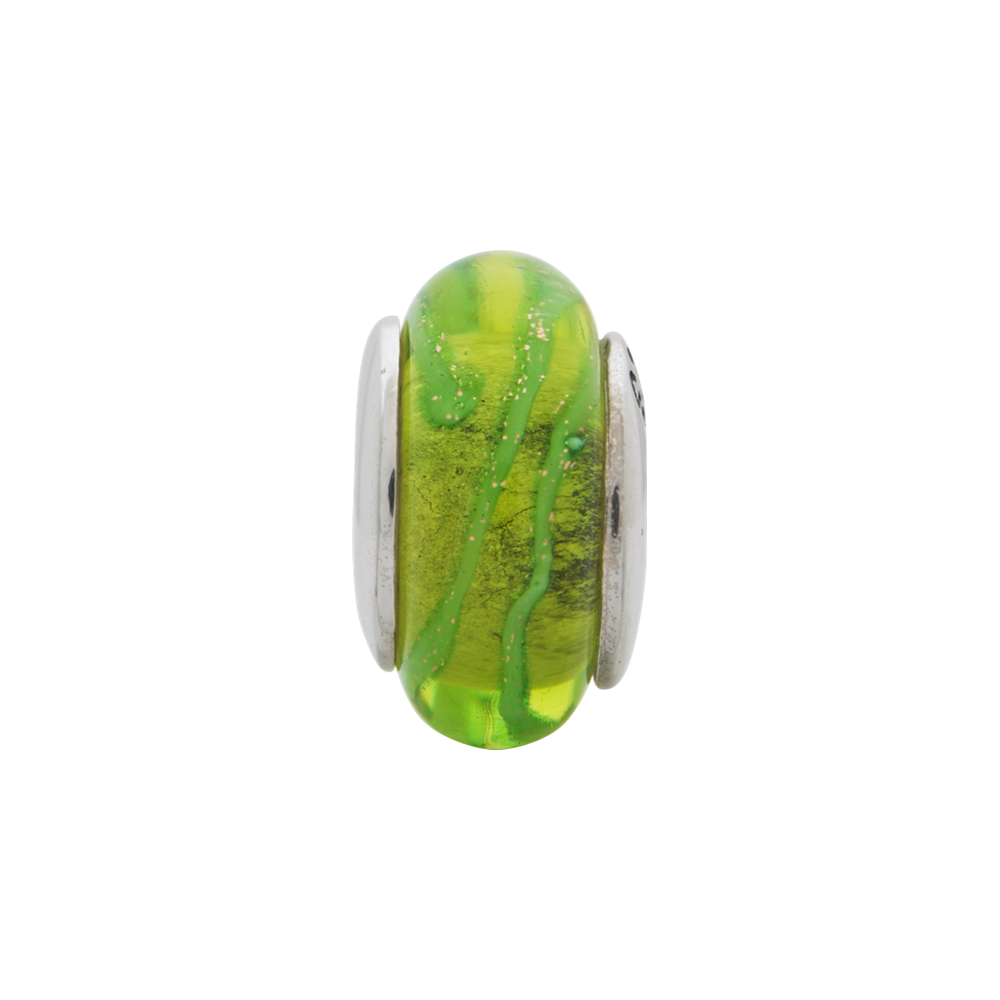 Sterling Silver Reflections Lt. Green Hand-Blown Glass Bead