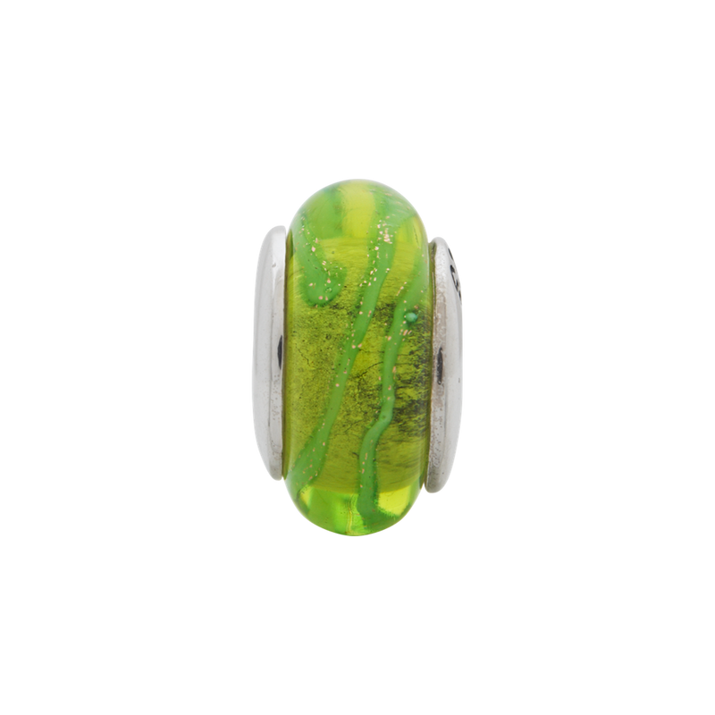 Sterling Silver Reflections Lt. Green Hand-Blown Glass Bead