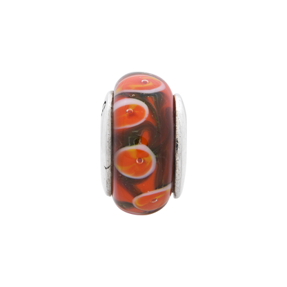 Sterling Silver Reflections Red/Orange Hand-Blown Glass Bead