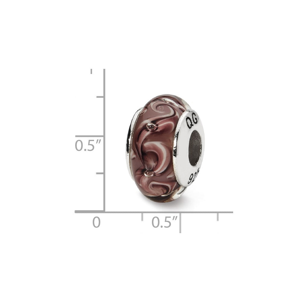 Sterling Silver Reflections Purple Swirl Hand-Blown Glass Bead