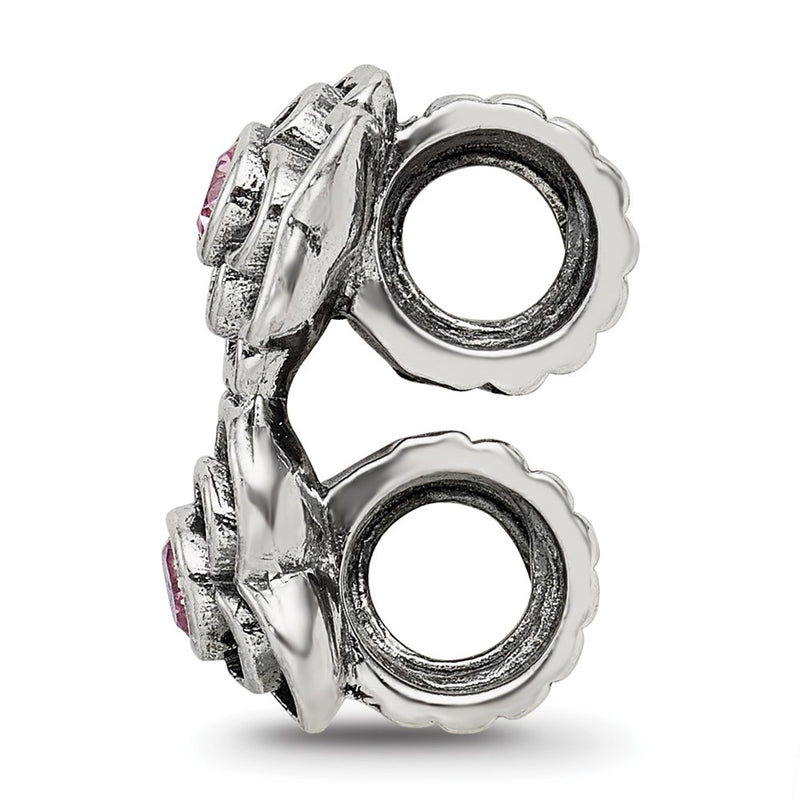 Sterling Silver Reflections Pink Cz Connector Bead