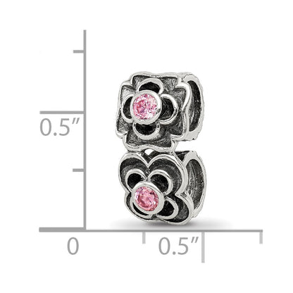 Sterling Silver Reflections Pink Cz Connector Bead