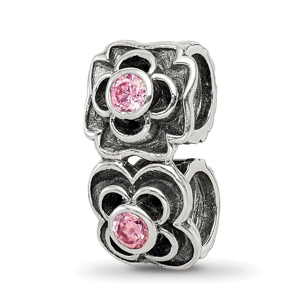 Sterling Silver Reflections Pink Cz Connector Bead