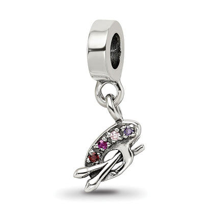 Sterling Silver Reflections Artist Palette Multi-Color Cz Dangle Bead
