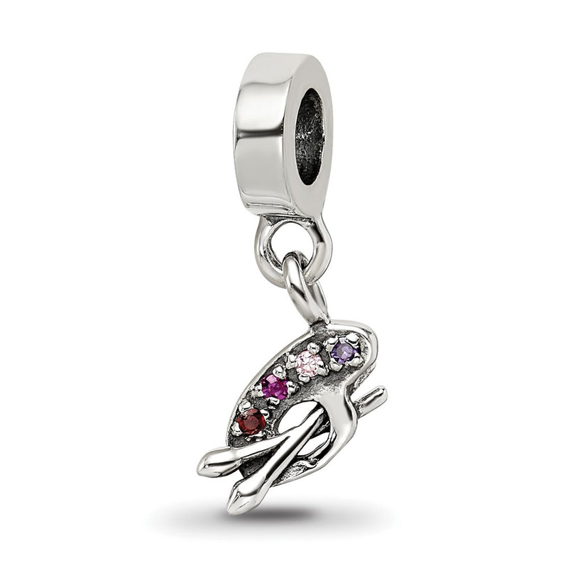 Sterling Silver Reflections Artist Palette Multi-Color Cz Dangle Bead