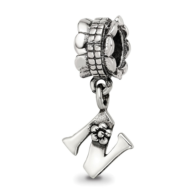Sterling Silver Reflections Letter N Dangle Bead