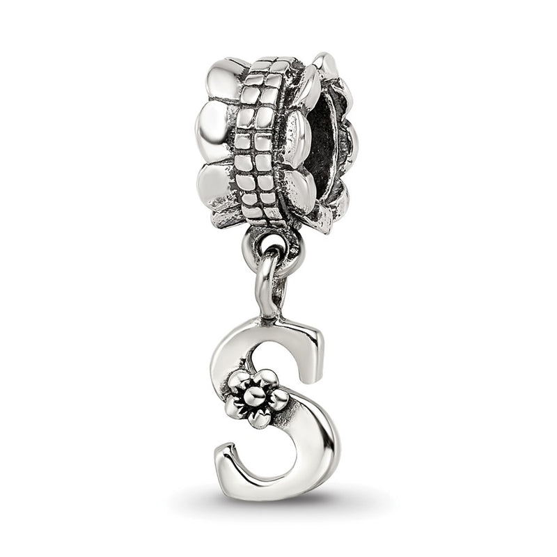 Sterling Silver Reflections Letter S Dangle Bead