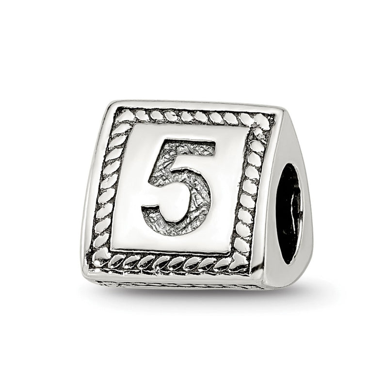Sterling Silver Reflections Number 5 Triangle Block Bead
