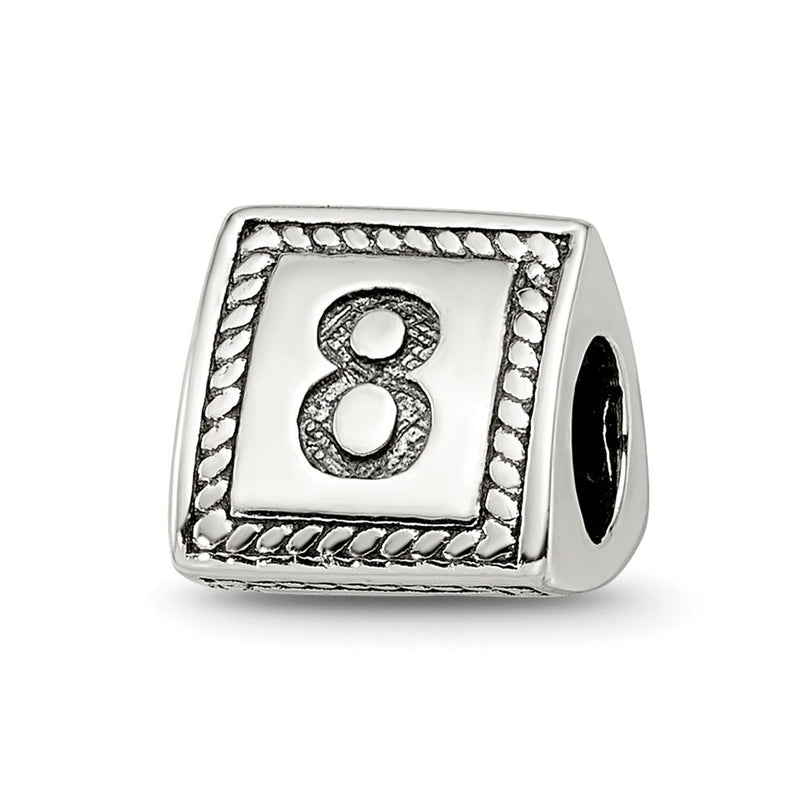 Sterling Silver Reflections Number 8 Triangle Block Bead