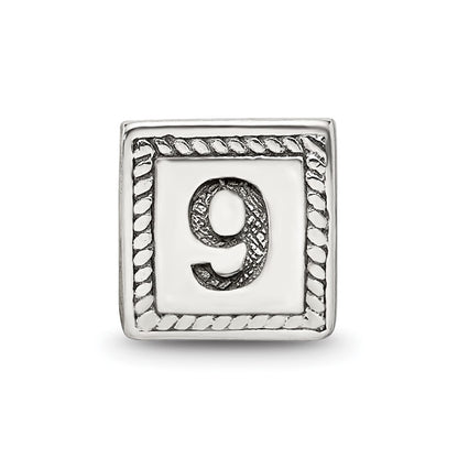 Sterling Silver Reflections Number 9 Triangle Block Bead