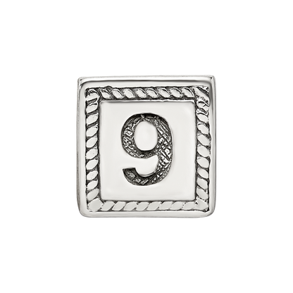 Sterling Silver Reflections Number 9 Triangle Block Bead