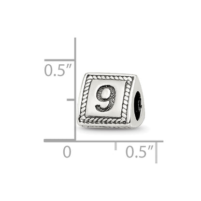 Sterling Silver Reflections Number 9 Triangle Block Bead