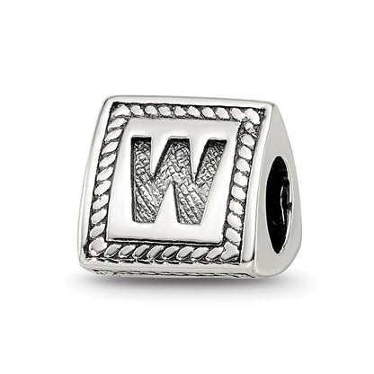 Sterling Silver Reflections Letter W Triangle Block Bead