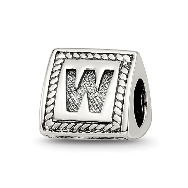 Sterling Silver Reflections Letter W Triangle Block Bead