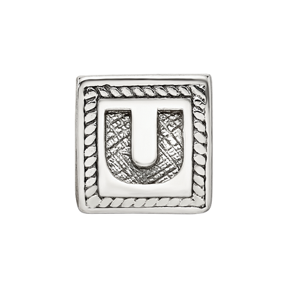 Sterling Silver Reflections Letter U Triangle Block Bead