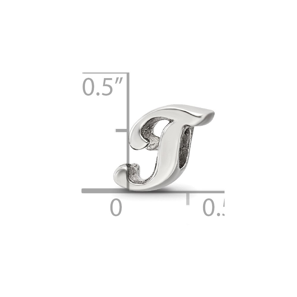 Sterling Silver Reflections Letter T Script Bead