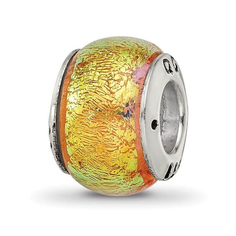 Sterling Silver Reflections Yellow Dichroic Glass Bead