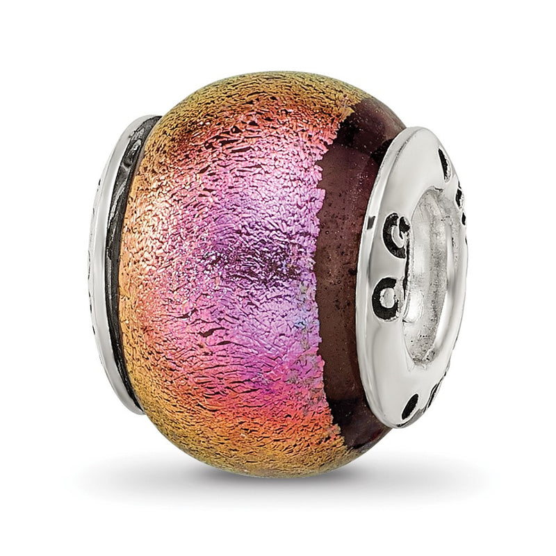 Sterling Silver Reflections Pink Dichroic Glass Bead