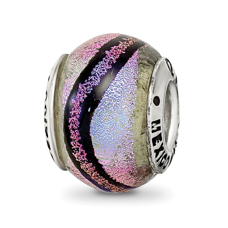 Sterling Silver Reflections Purple Dichroic Glass Bead