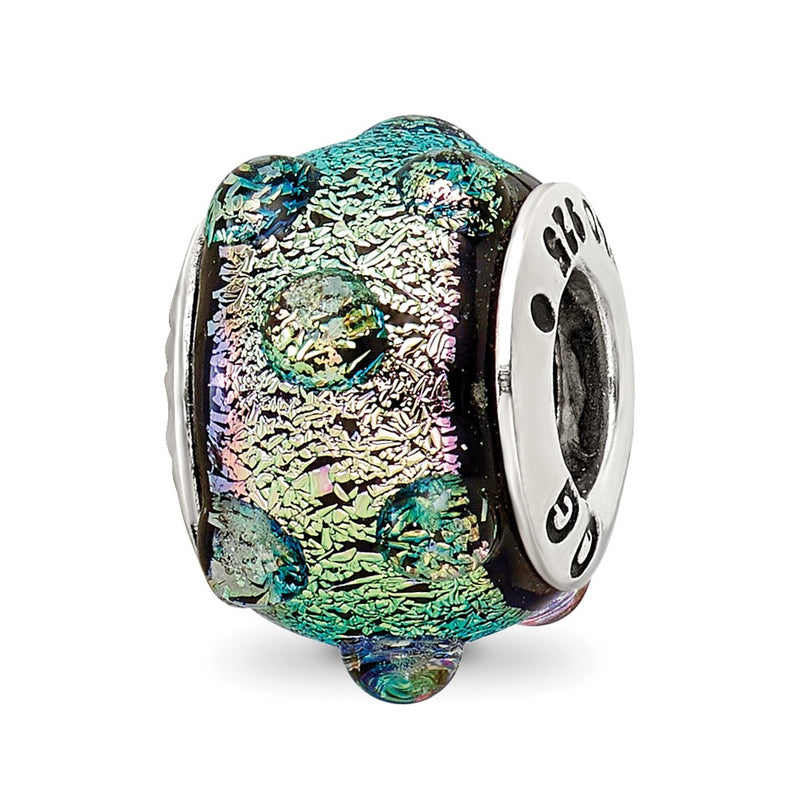 Sterling Silver Reflections Purple Dichroic Glass Bead