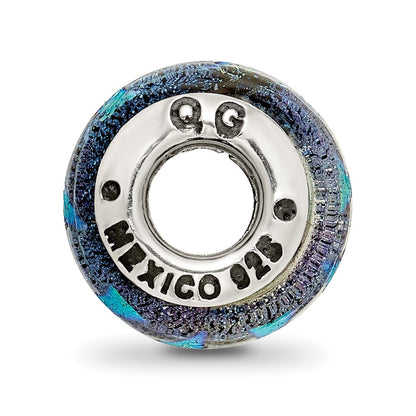 Sterling Silver Reflections Blue Dichroic Glass Bead