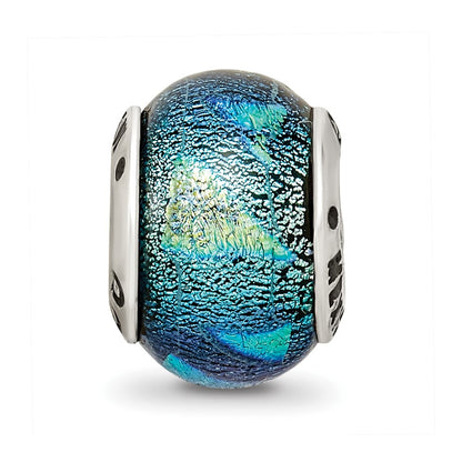 Sterling Silver Reflections Blue Dichroic Glass Bead