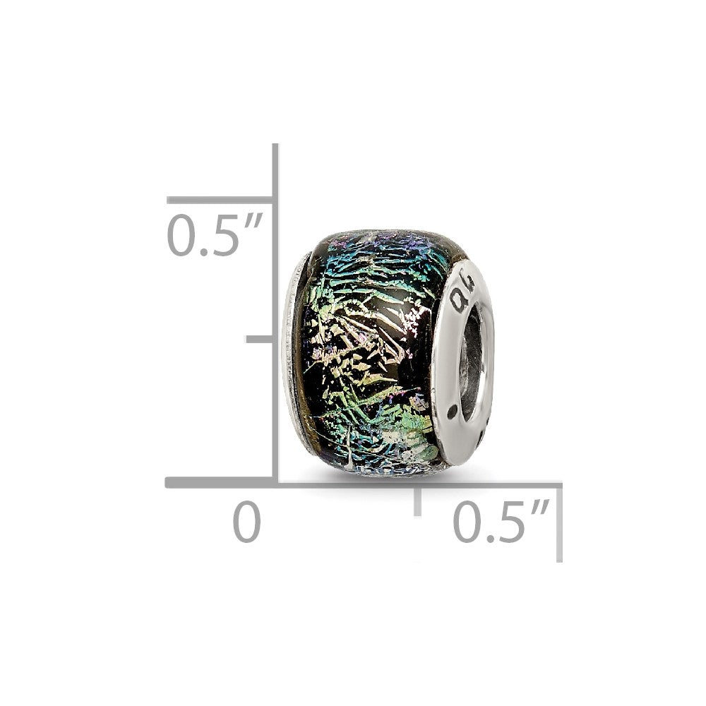 Sterling Silver Reflections Rainbow Dichroic Glass Bead