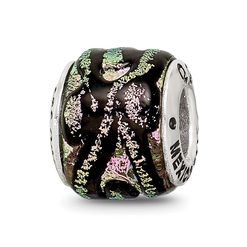 Sterling Silver Reflections Pink Dichroic Glass Bead