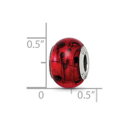 Sterling Silver Reflections Red/black Italian Murano Bead