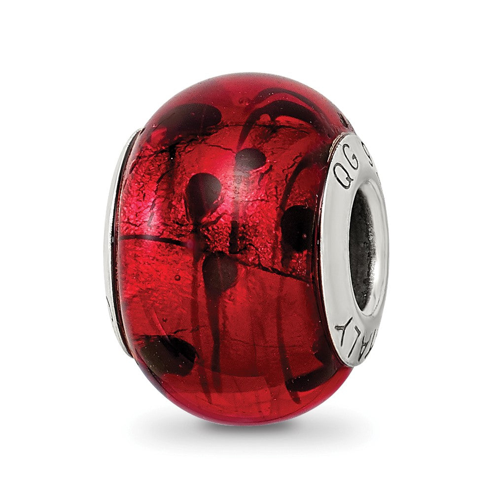 Sterling Silver Reflections Red/black Italian Murano Bead