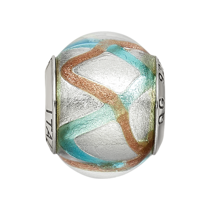 Sterling Silver Reflections Silver/Gold/Blue Italian Murano Bead