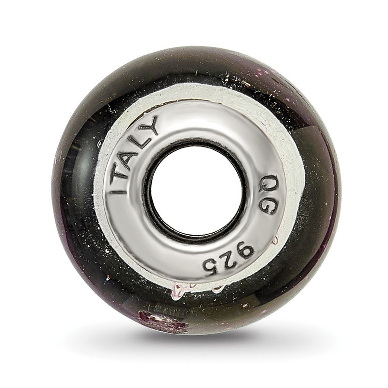 Sterling Silver Reflections Pink/Black Italian Murano Bead