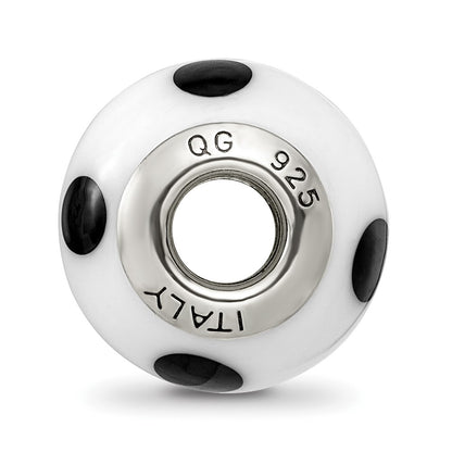 Sterling Silver Reflections White/Black Italian Murano Bead