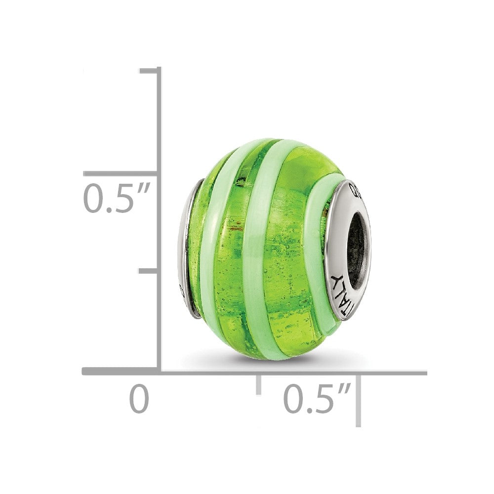 Sterling Silver Reflections Green Italian Murano Bead