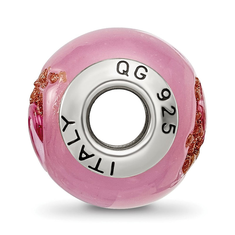 Sterling Silver Reflections Pink/Red/Brown Italian Murano Bead