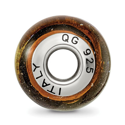 Sterling Silver Reflections Yellow/Gold/Black Italian Murano Bead