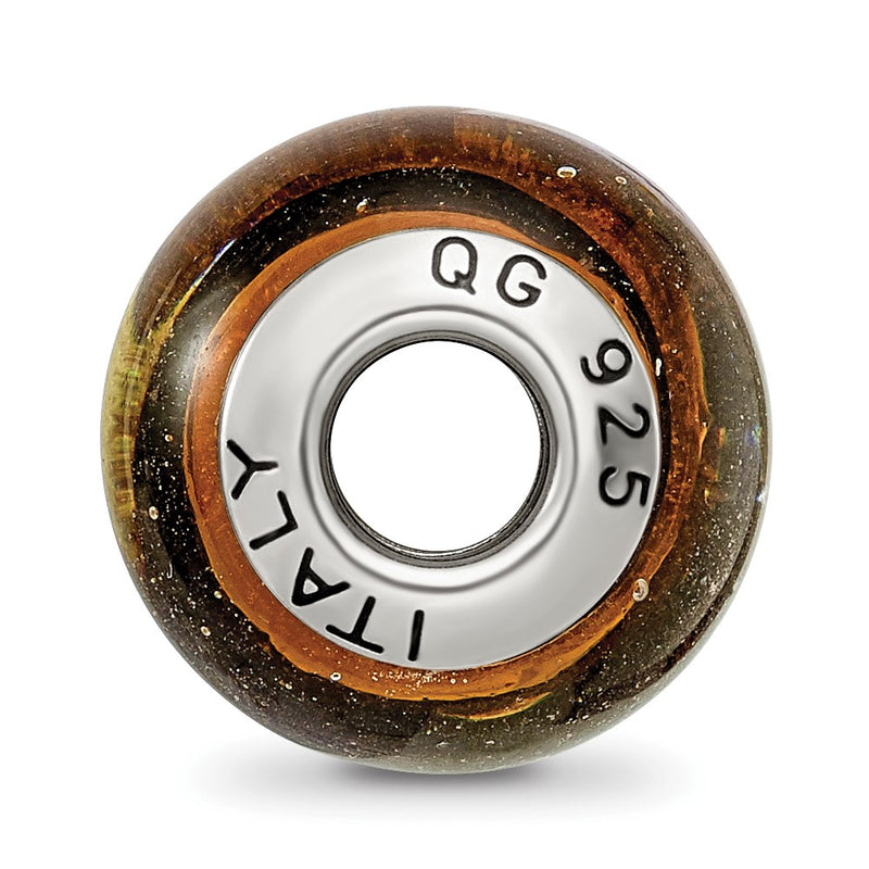 Sterling Silver Reflections Yellow/Gold/Black Italian Murano Bead