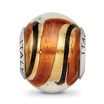 Sterling Silver Reflections Yellow/Gold/Black Italian Murano Bead