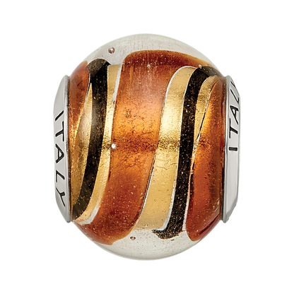 Sterling Silver Reflections Yellow/Gold/Black Italian Murano Bead