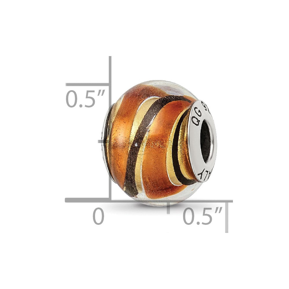 Sterling Silver Reflections Yellow/Gold/Black Italian Murano Bead
