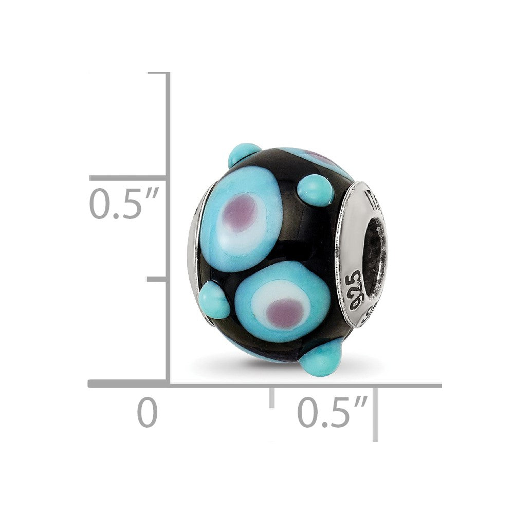 Sterling Silver Reflections Black/Blue/White/Pink Italian Murano Bead