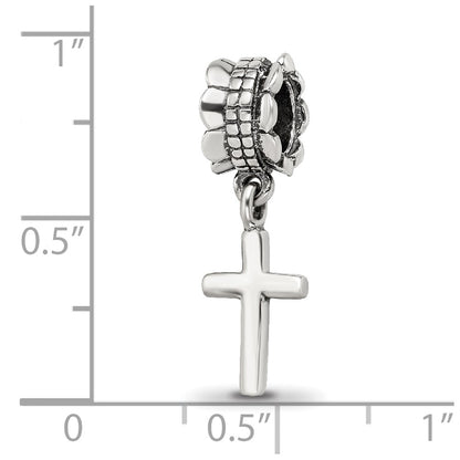 Sterling Silver Reflections Plain Cross Dangle Bead