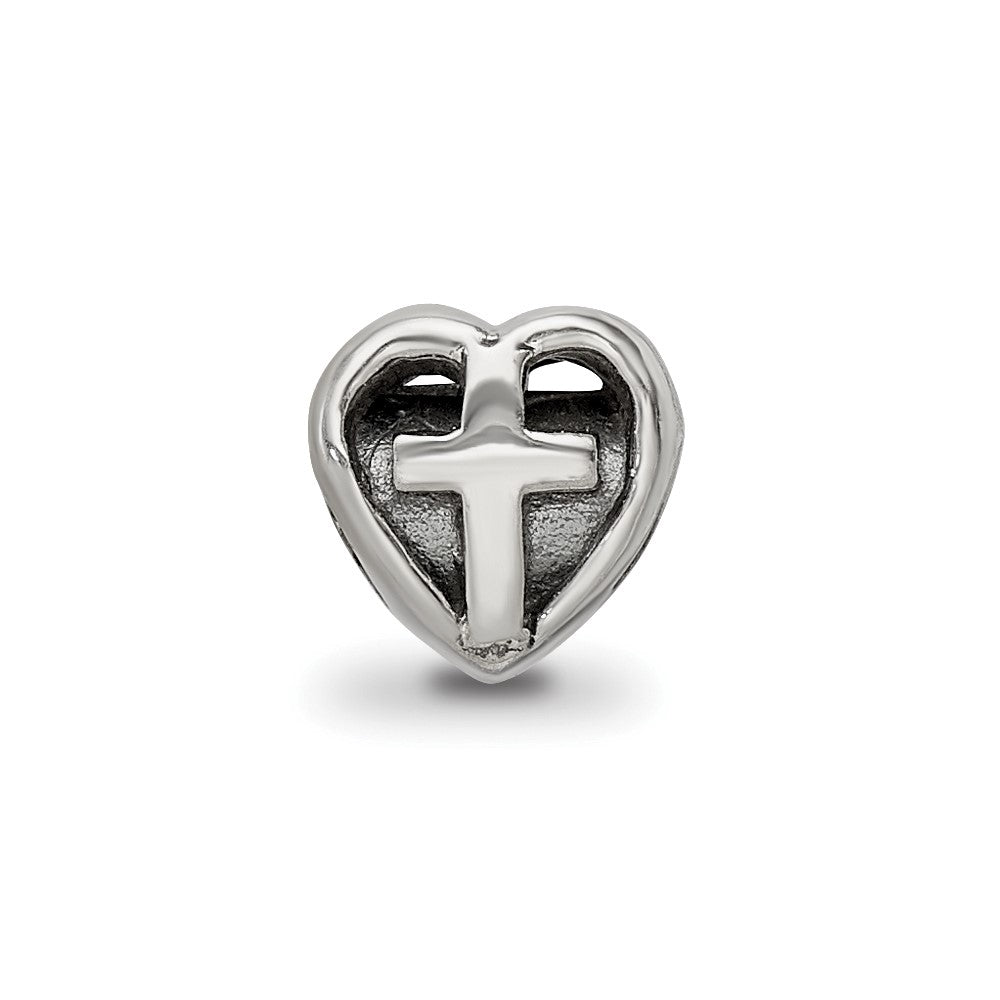 Sterling Silver Reflections Kids Heart W/Cross Bead