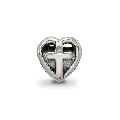 Sterling Silver Reflections Kids Heart W/Cross Bead