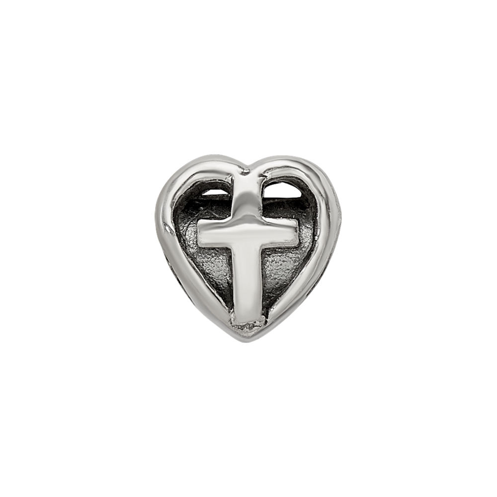 Sterling Silver Reflections Kids Heart W/Cross Bead